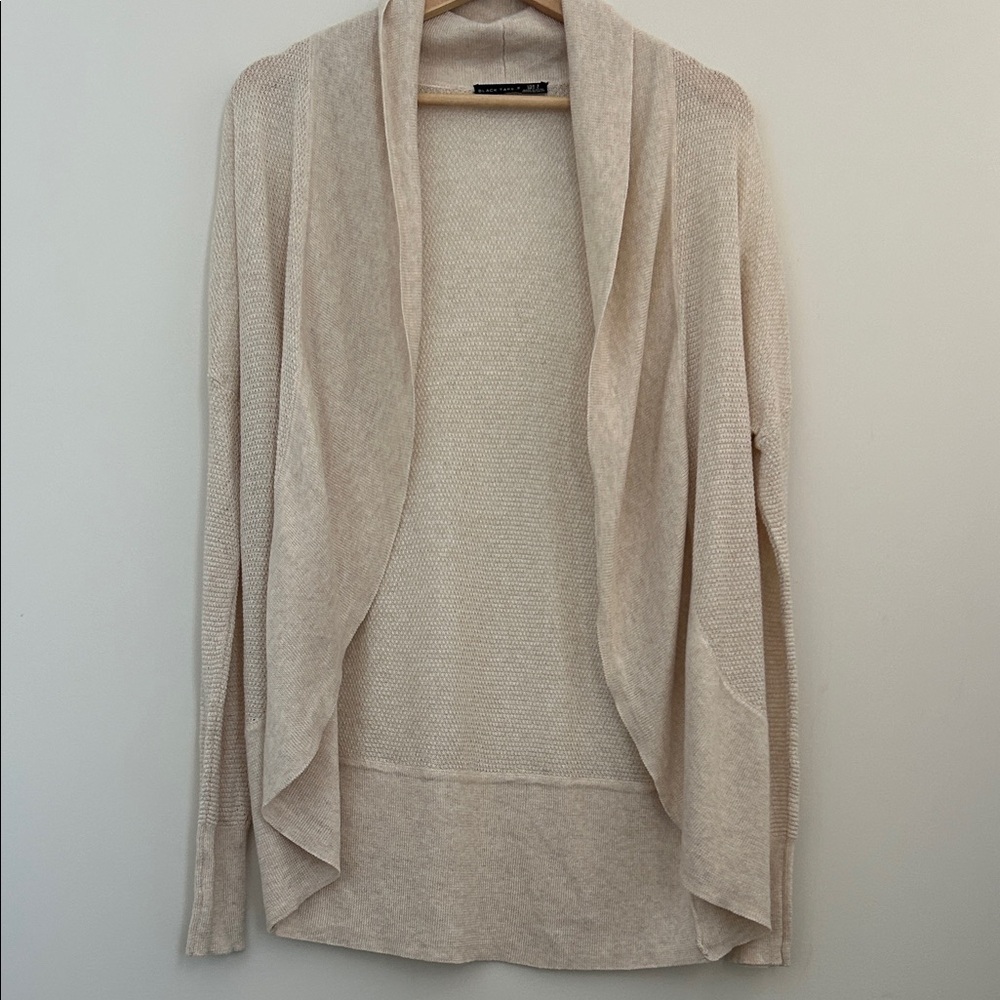 Black Tape Soft Almond Mesh Cardigan Sweater